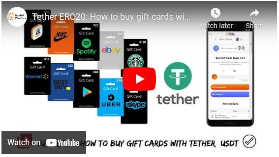 How to buy gift cards with tether - youtube tutorial